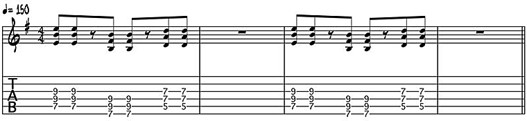 Silly, Uwe Hassbecker, "Mein Kapitän", Noten Powerchords